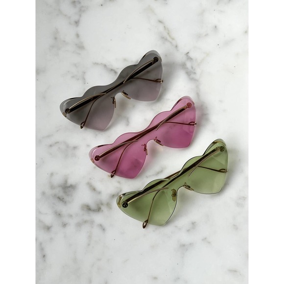NEW Loewe LW40082U Gold Green Heart Rimless Sunglasses - Picture 9 of 9